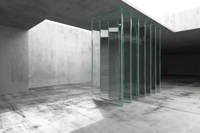 Frameless façade με γυάλινα panels σε σύγχρονη minimal αρχιτεκτονική