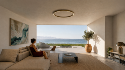 Η εμπειρία Living with AVATON αναδεικνύεται μέσα από το gravity system, το οποίο προσφέρει ανεμπόδιστη θέα, άπλετο φυσικό φως και αρμονική σύνδεση του εσωτερικού χώρου με το τοπίο.